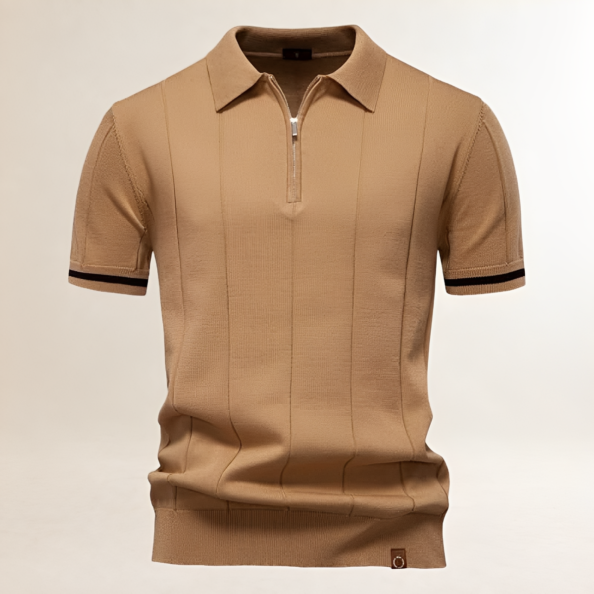Herren Polo-Shirt mit Reißverschluss-Halb-Frontlichteinsatz – taillierte Passform, Polokragen