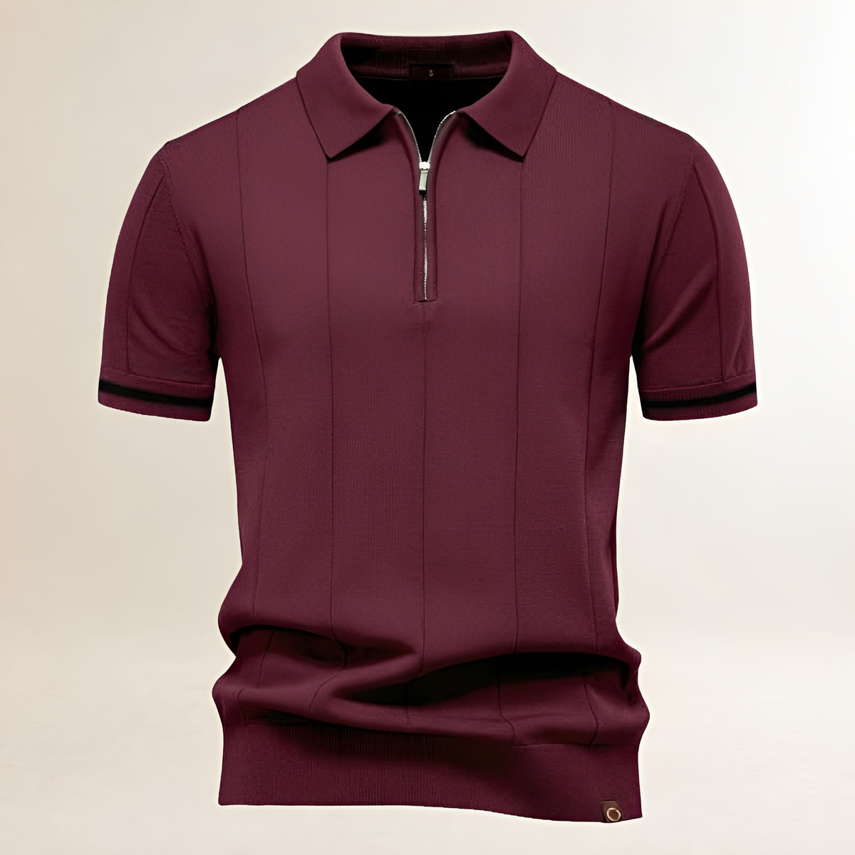 Herren Polo-Shirt mit Reißverschluss-Halb-Frontlichteinsatz – taillierte Passform, Polokragen