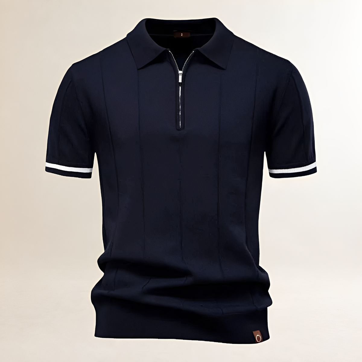 Herren Polo-Shirt mit Reißverschluss-Halb-Frontlichteinsatz – taillierte Passform, Polokragen
