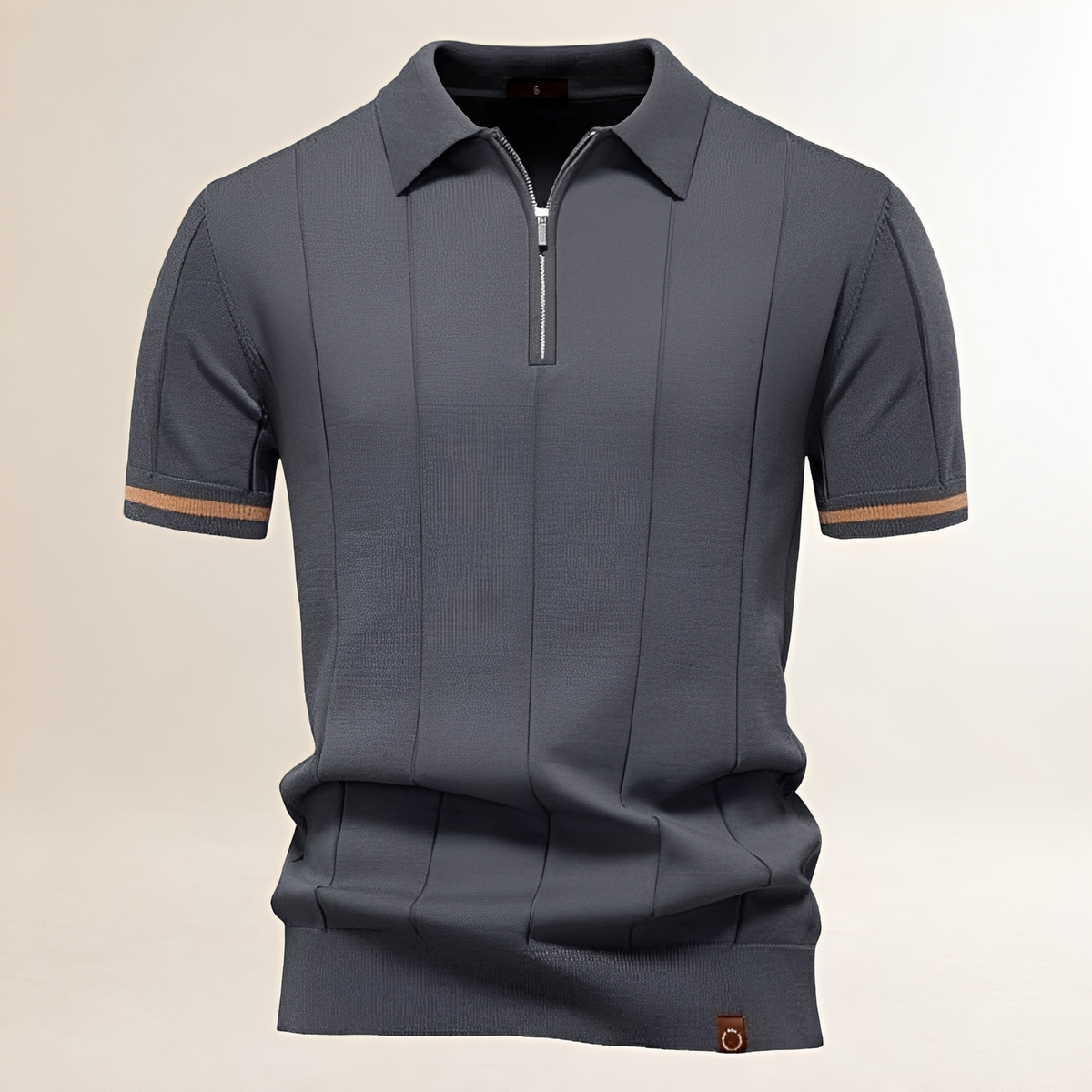 Herren Polo-Shirt mit Reißverschluss-Halb-Frontlichteinsatz – taillierte Passform, Polokragen