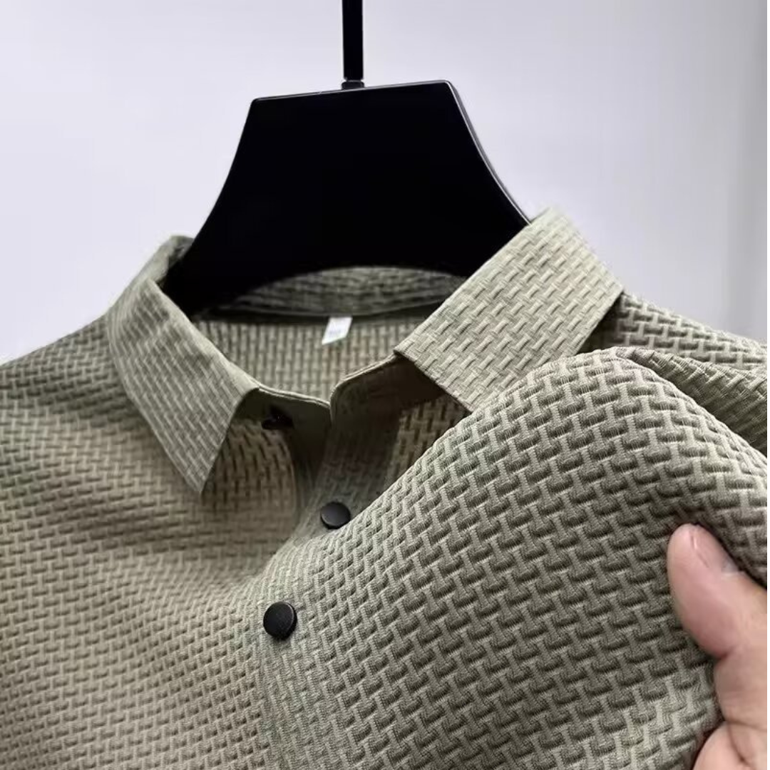 Herren Poloshirt - Kurzarm, Texturiertes Gewebe, Knopfleiste