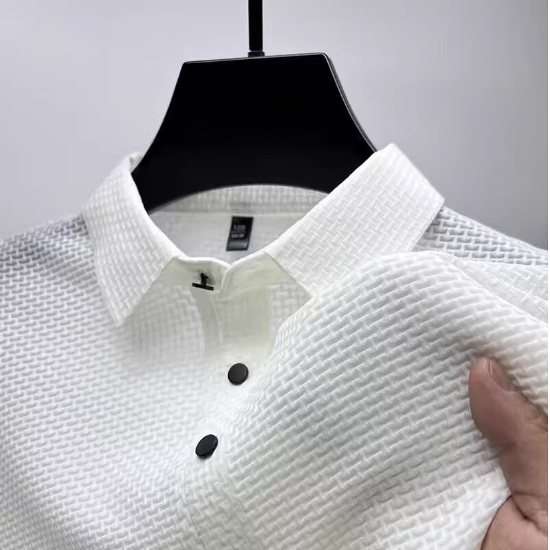 Herren Poloshirt - Kurzarm, Texturiertes Gewebe, Knopfleiste