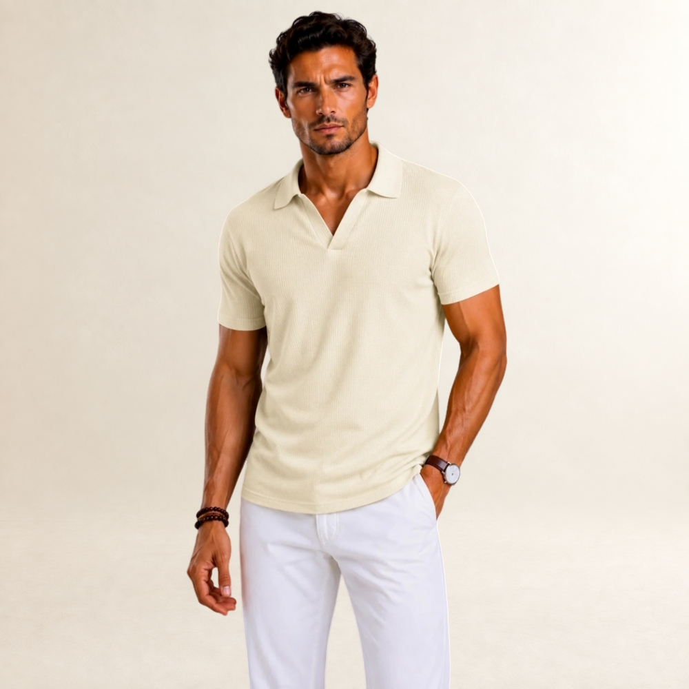 Herren Poloshirt mit strukturierter Oberfläche, kurze Ärmel und regulärer Schnitt