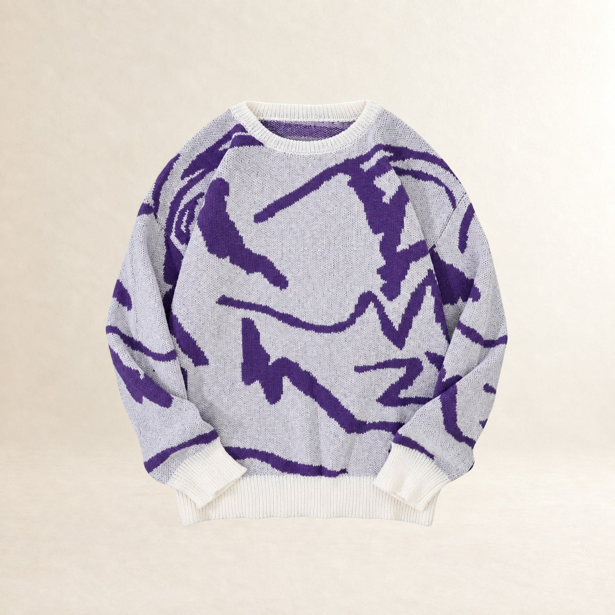 Herren Pullover - Abstract Muster, Rundhalsausschnitt, Rippbündchen, Regular Fit