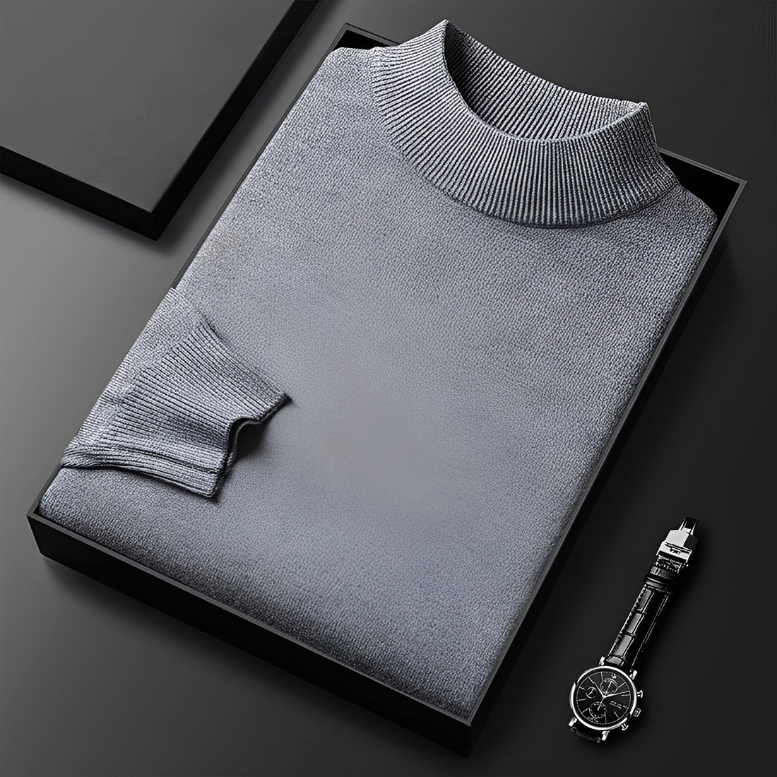 Herren Pullover Hochkragen mit Rippbündchen und modernem Schnitt