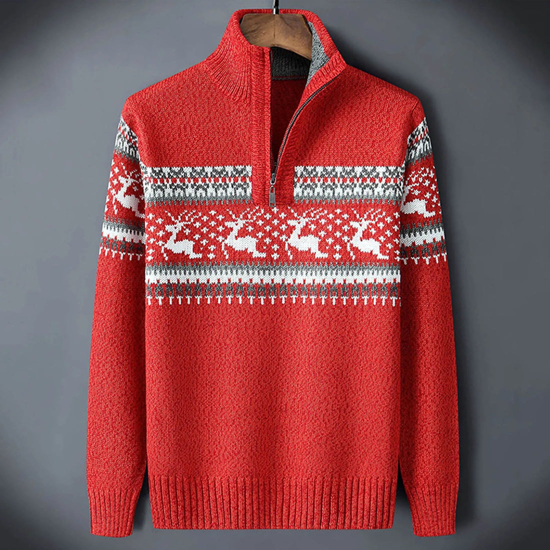 Herren Pullover mit Rundhalsausschnitt und Fair Isle Muster - Langarm, regulärer Schnitt