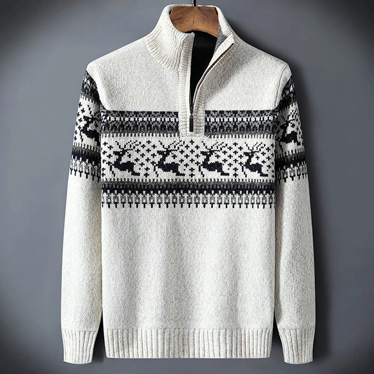 Herren Pullover mit Rundhalsausschnitt und Fair Isle Muster - Langarm, regulärer Schnitt
