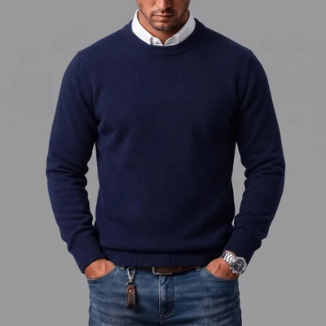 Herren Pullover Sweatshirt Rundhals Langarm - Regular Fit, Rippenborte am Kragen, Ärmel und Saum