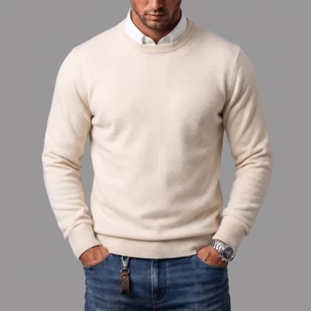 Herren Pullover Sweatshirt Rundhals Langarm - Regular Fit, Rippenborte am Kragen, Ärmel und Saum