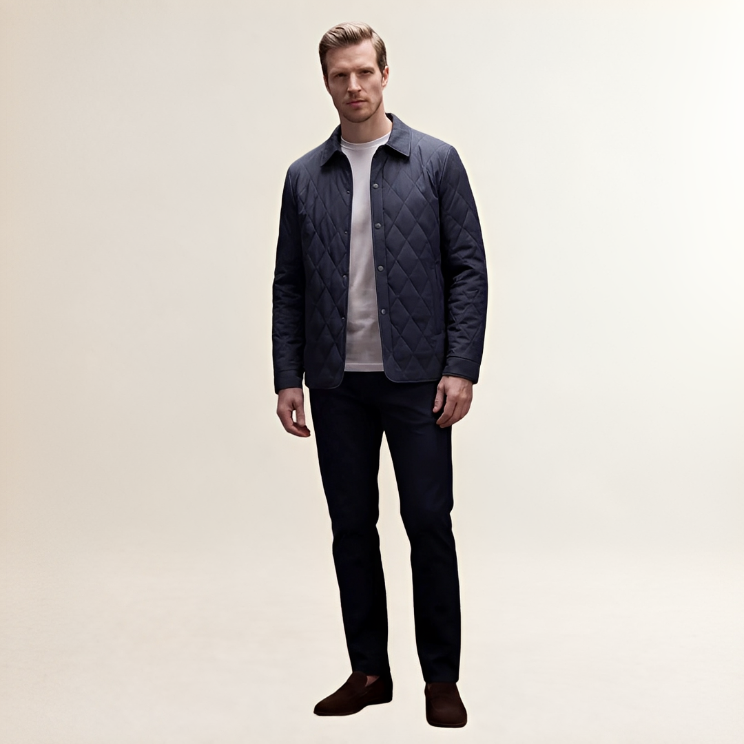 Herren Steppjacke mit Diamantmuster und Stehkragen - Knopfverschluss