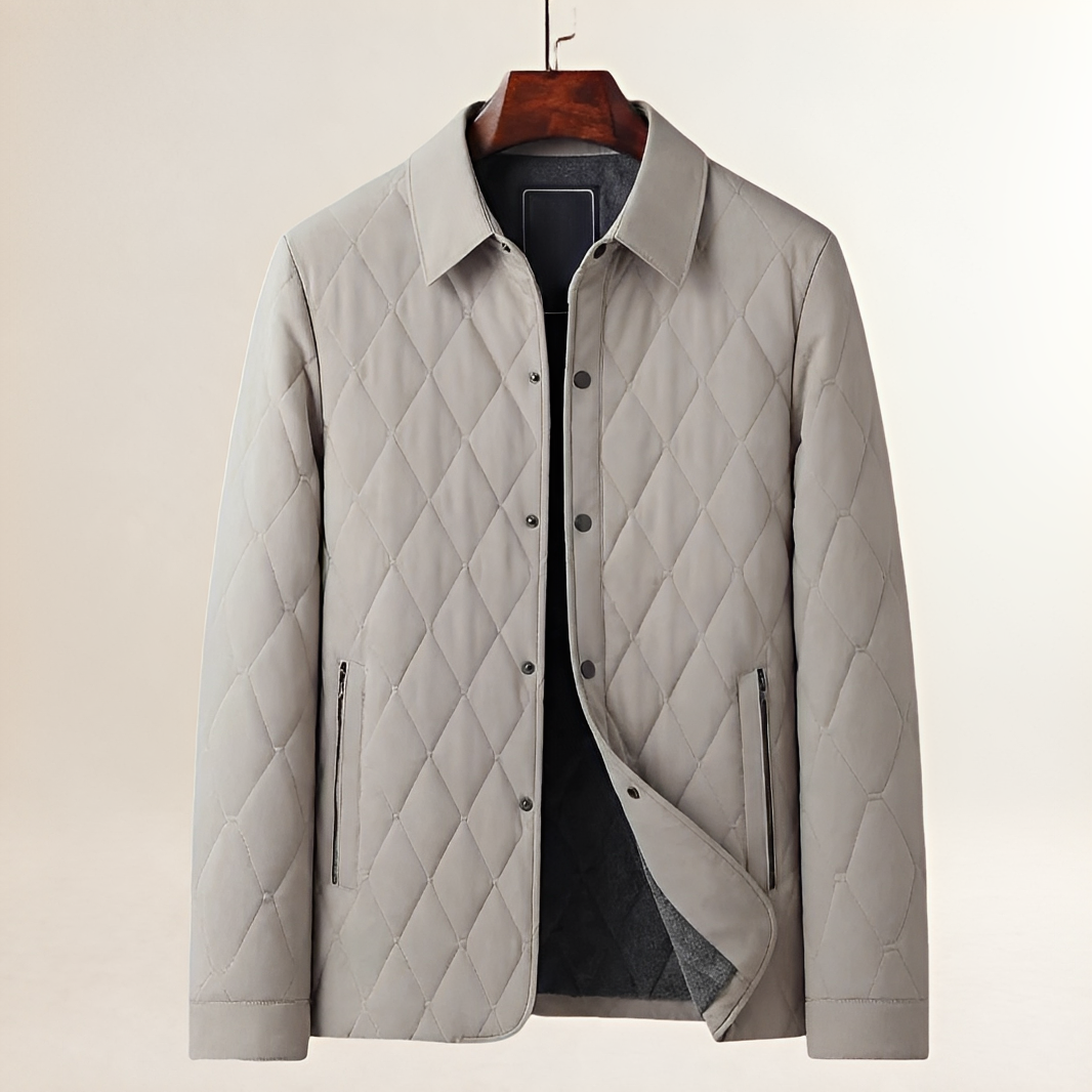 Herren Steppjacke mit Diamantmuster und Stehkragen - Knopfverschluss