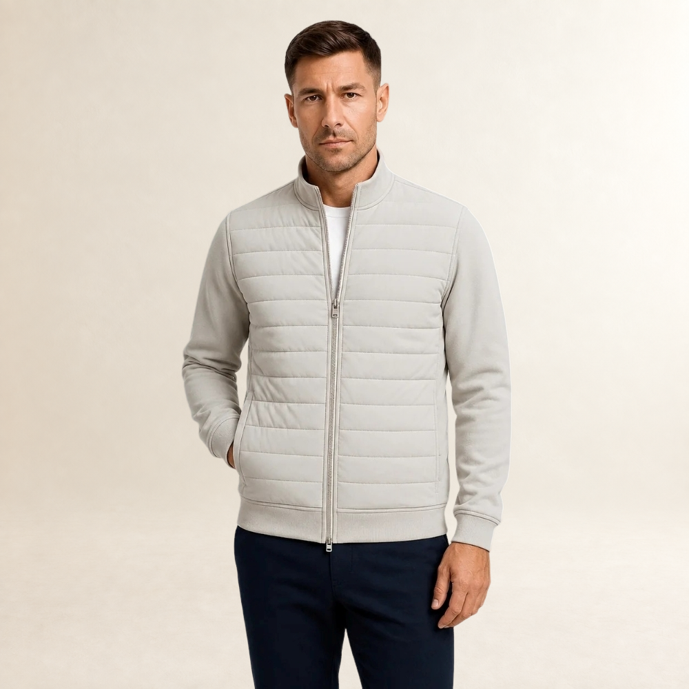 Herren Steppjacke mit Querriegeln und glatten Ärmeln - Stehkragen, Vollreißverschluss