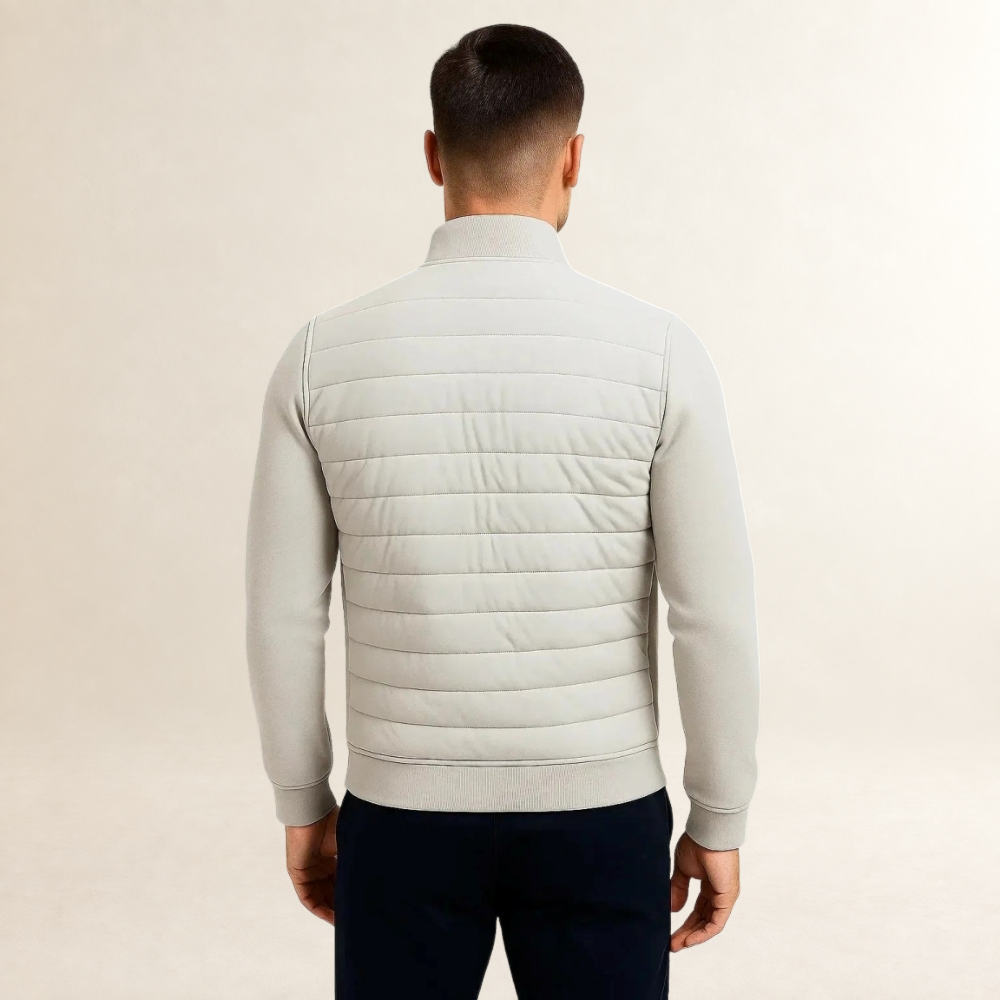 Herren Steppjacke mit Querriegeln und glatten Ärmeln - Stehkragen, Vollreißverschluss