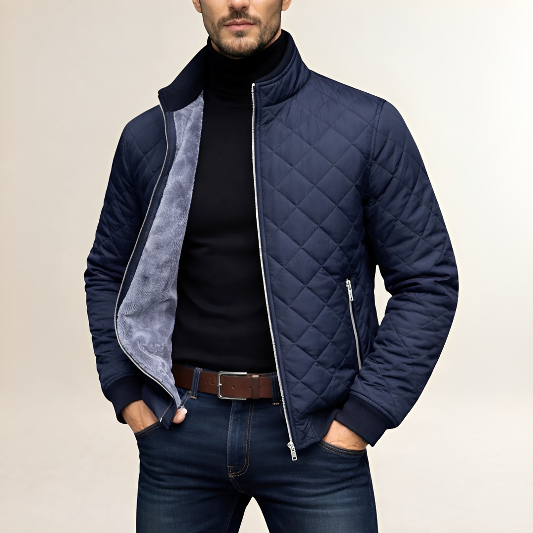 Herren Steppjacke mit Stehkragen, Reißverschluss und Slim Fit - Funktionale Übergangsjacke