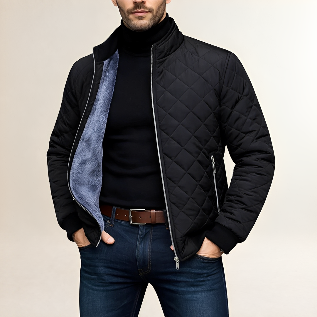 Herren Steppjacke mit Stehkragen, Reißverschluss und Slim Fit - Funktionale Übergangsjacke