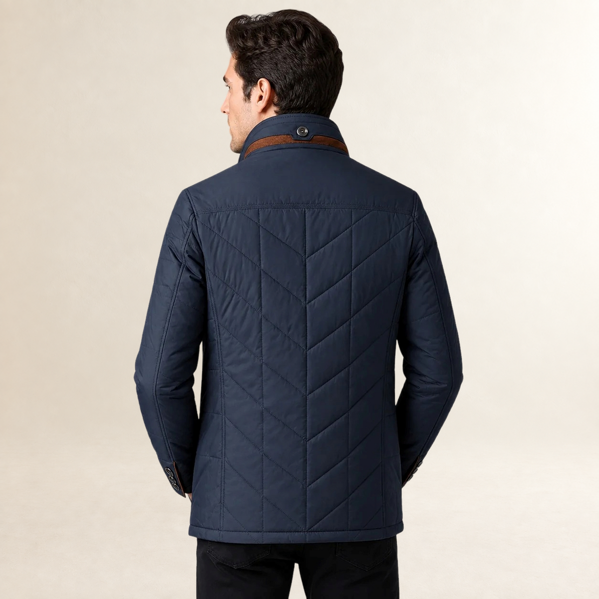 Herren Steppjacke mit Stehkragen und Knopfverschluss - Eleganter Casual Schnitt