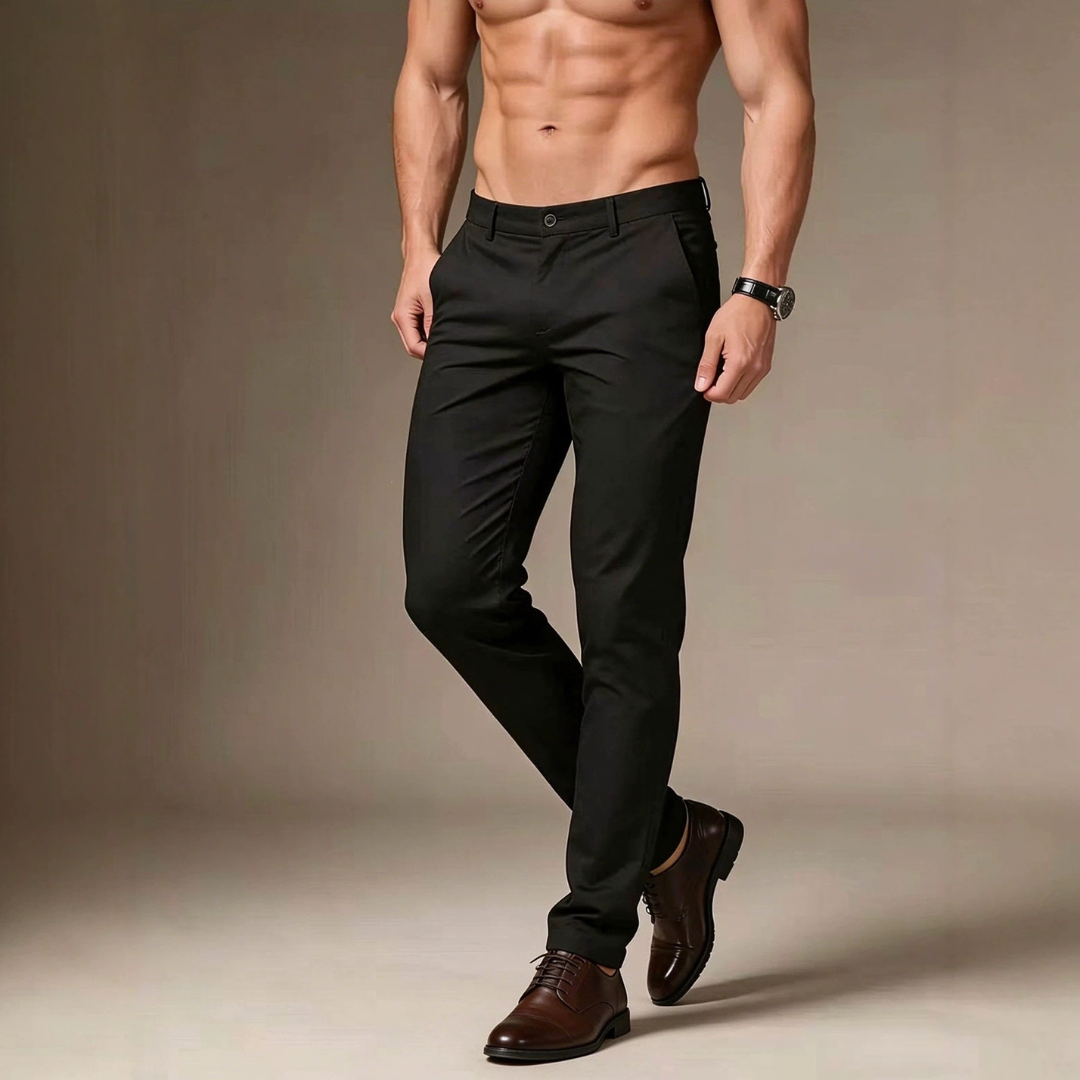 Herren Stretchhose - Flat-Front, Slim Fit, Taillierte Beinführung