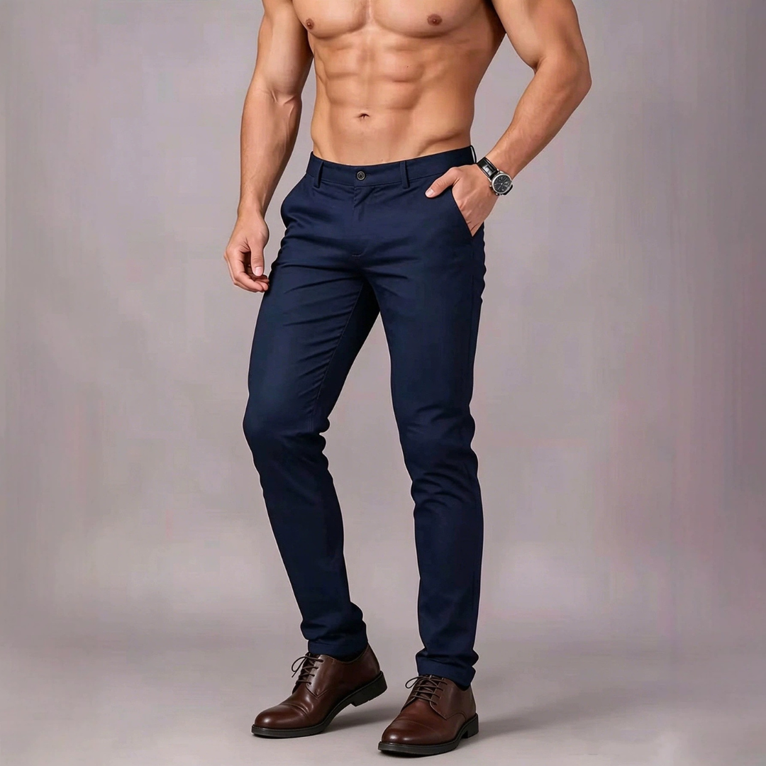 Herren Stretchhose - Flat-Front, Slim Fit, Taillierte Beinführung