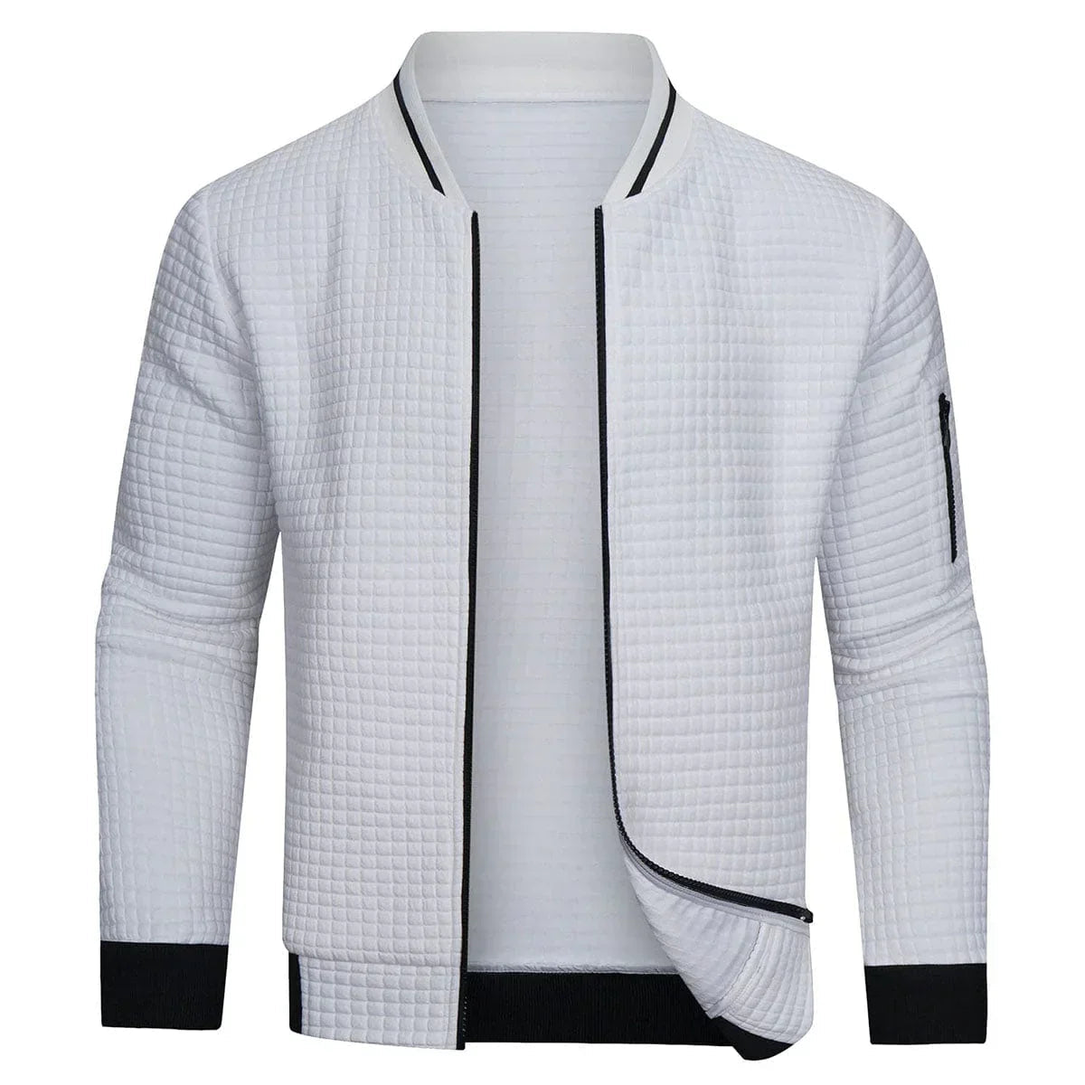 Herren Sweatjacke mit Reißverschluss - Steppdesign, Bomberstil, Langarm