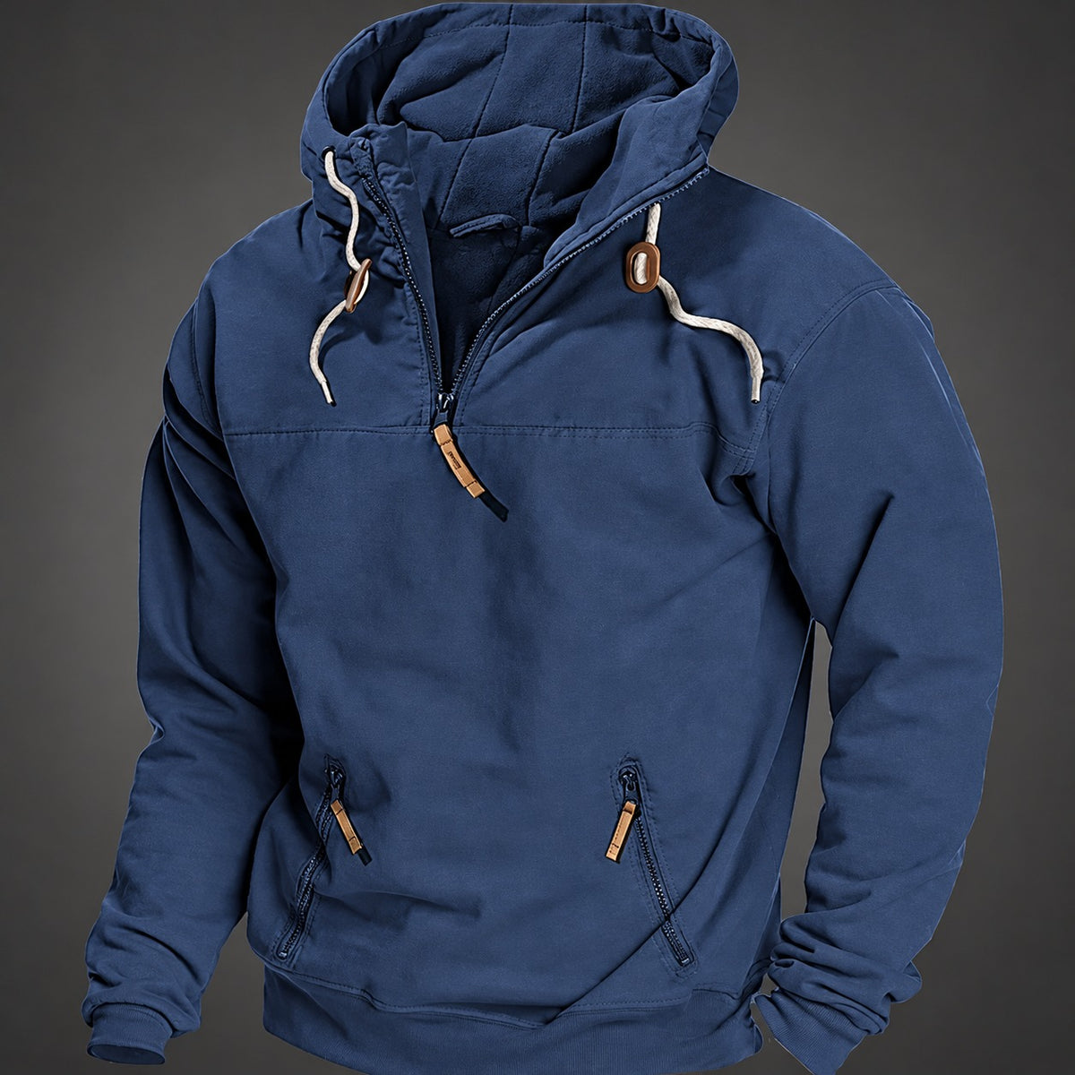 Herren Sweatshirt mit Reißverschluss und Kapuze - Relaxed Fit, Kängurutasche