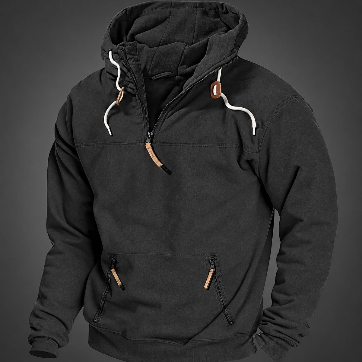Herren Sweatshirt mit Reißverschluss und Kapuze - Relaxed Fit, Kängurutasche