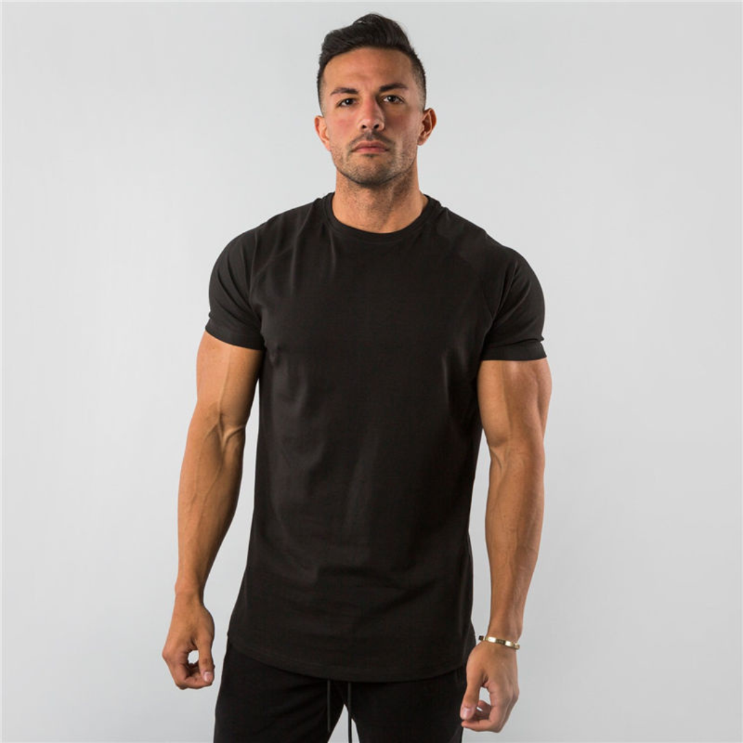 Herren T-Shirt Raglan Short Sleeve Slim Fit Langarm-T-Shirt mit Rundhalsausschnitt und geradem Saum