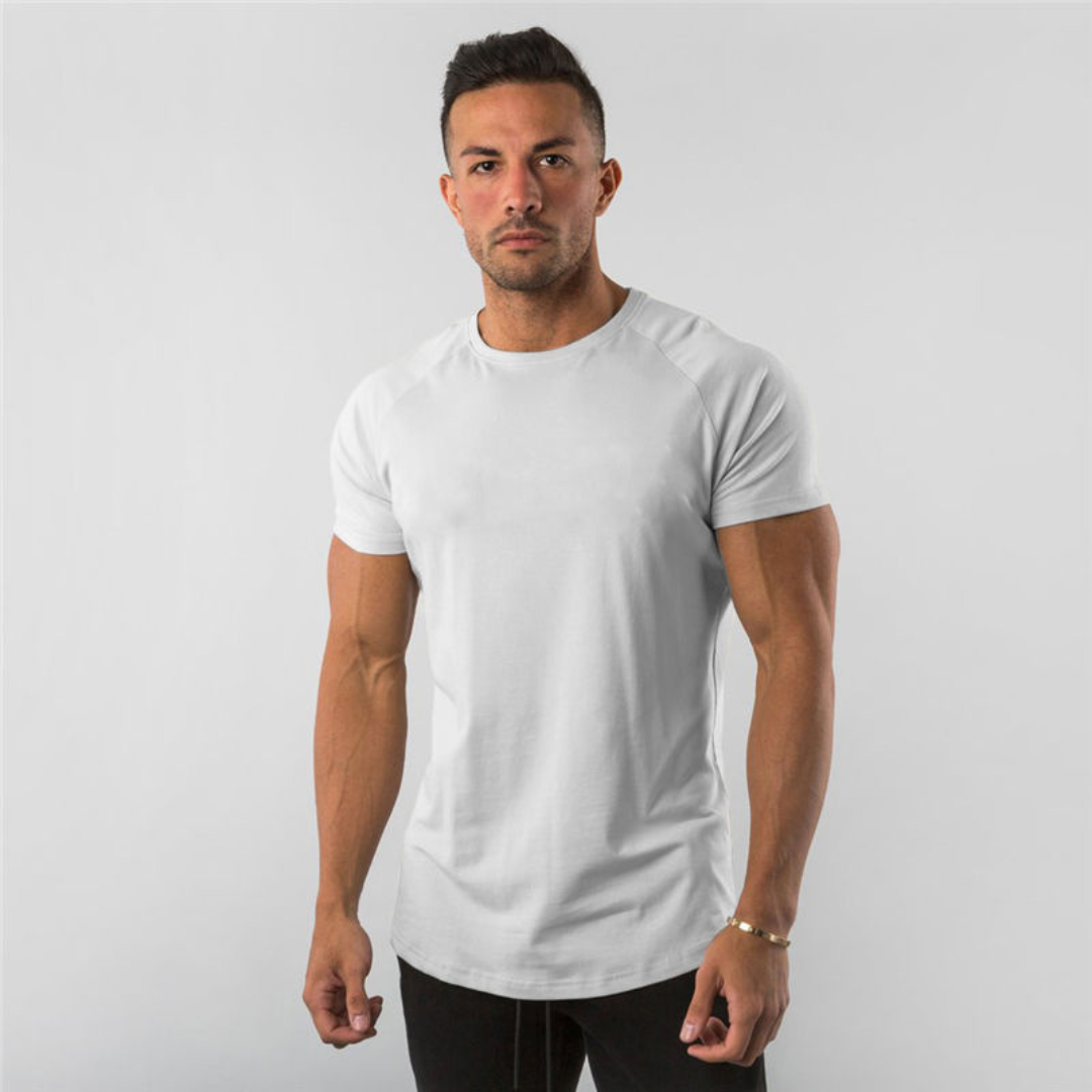 Herren T-Shirt Raglan Short Sleeve Slim Fit Langarm-T-Shirt mit Rundhalsausschnitt und geradem Saum