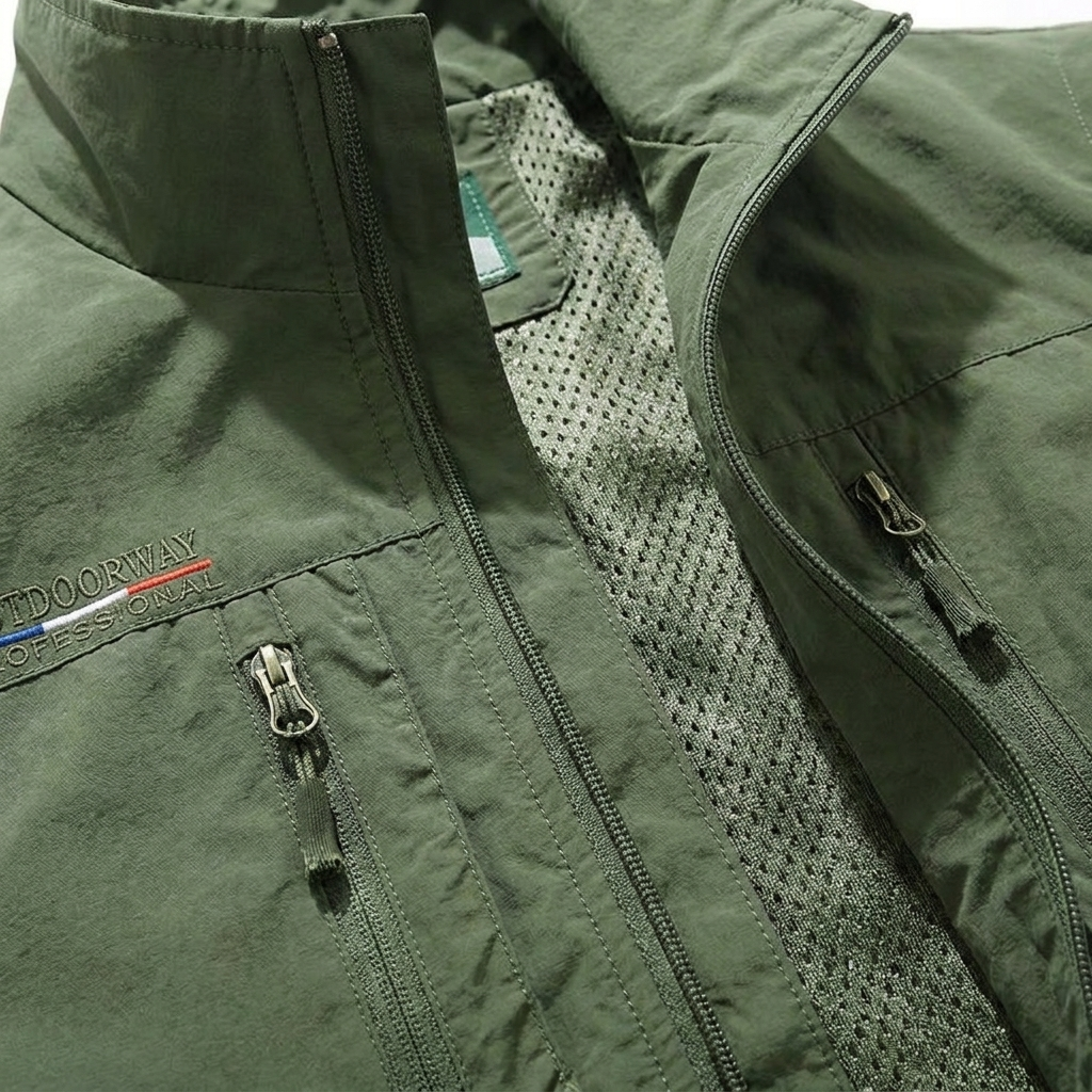 Herren Weste mit Standkragen - Mehrfachtaschen Reißverschluss Front