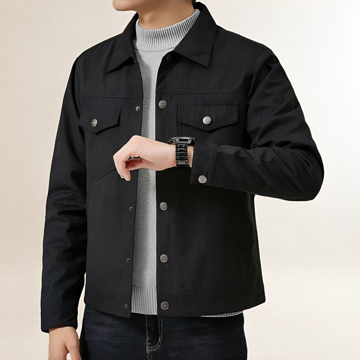 Herrenjacke im klassischen Stil mit Brusttaschen - Regular Fit