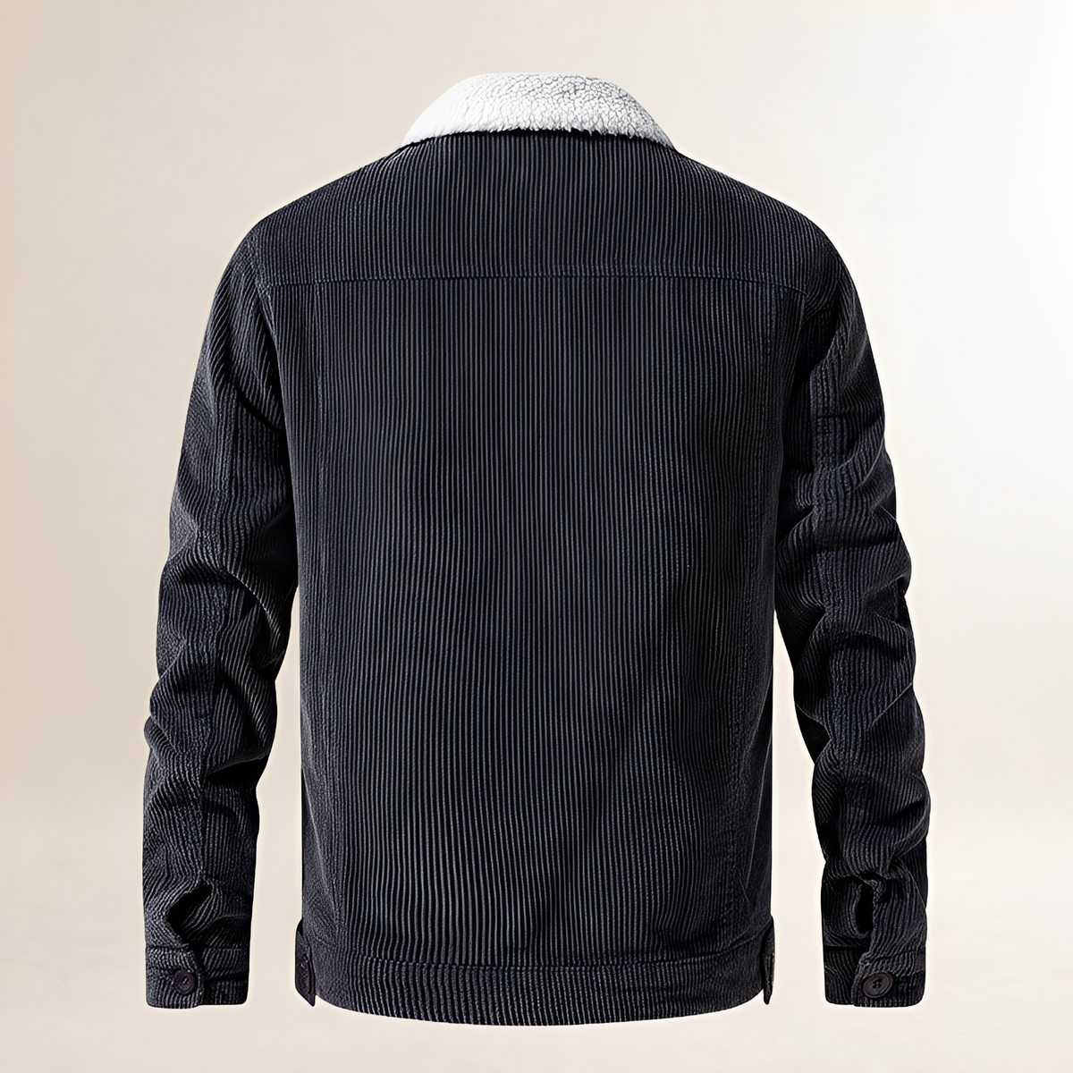 Herrenjacke mit Plüschkragen und Knopfverschluss - Regulärer Schnitt