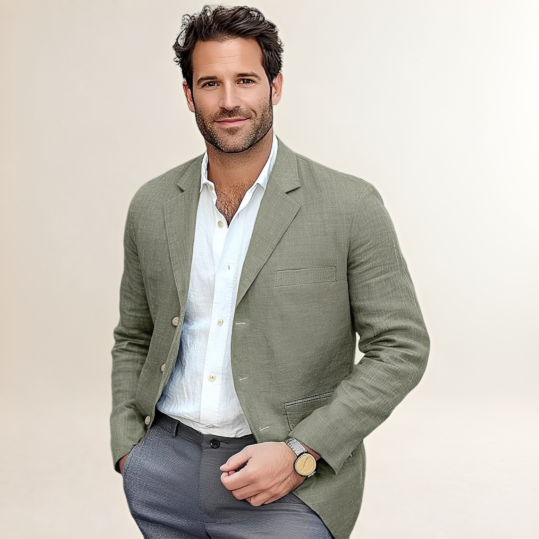 Herrenkleidung Blazer - Ein- Knopf Revers, Tailored Passform, Brustpasse und Patches Taschen