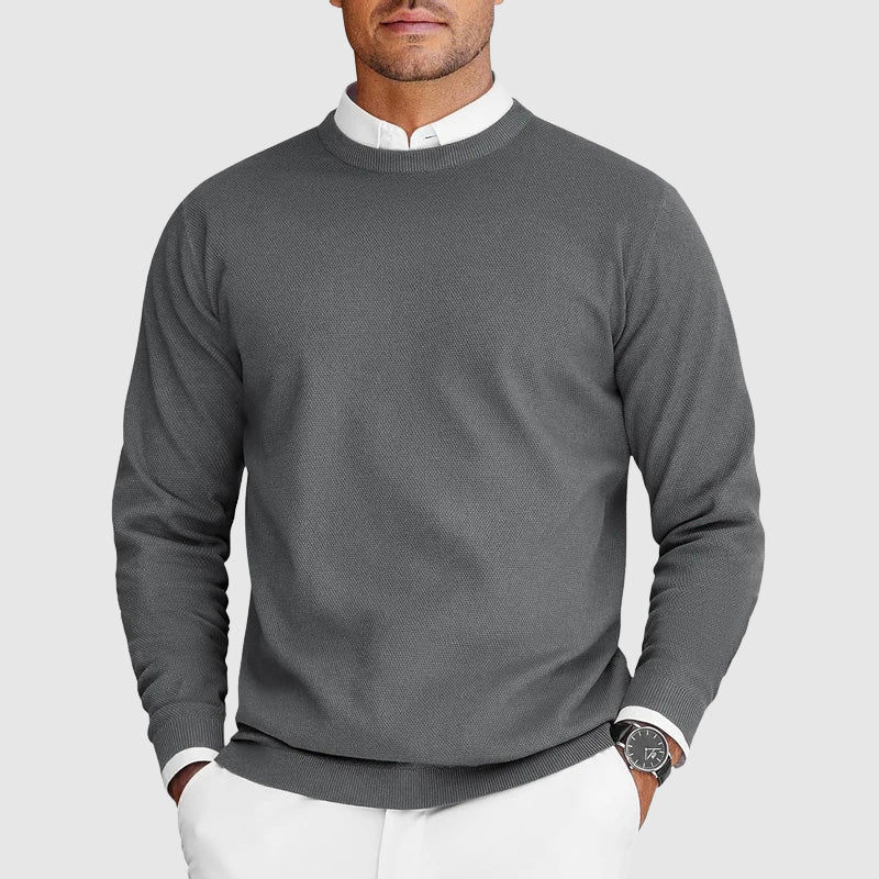 Herrensweater mit Rundhalsausschnitt Texturiertes Design klassischer Schnitt