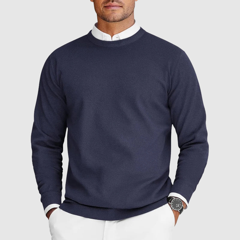 Herrensweater mit Rundhalsausschnitt Texturiertes Design klassischer Schnitt