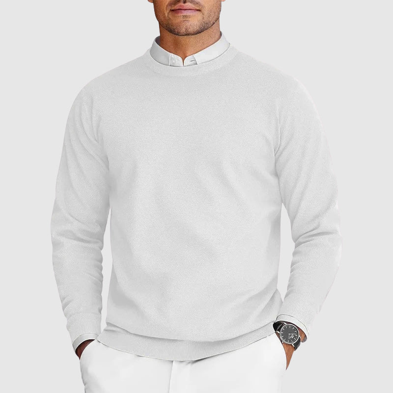 Herrensweater mit Rundhalsausschnitt Texturiertes Design klassischer Schnitt