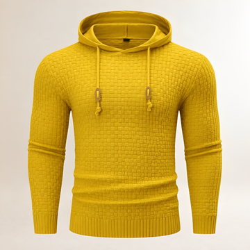 Hoodie Herren Pullover mit Struktur-Textur - Bündchenbündiges Tailored Fit Kapuze mit Kordel