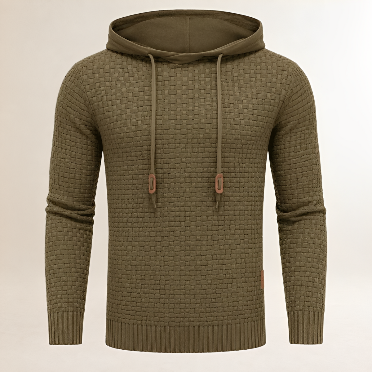 Hoodie Herren Pullover mit Struktur-Textur - Bündchenbündiges Tailored Fit Kapuze mit Kordel