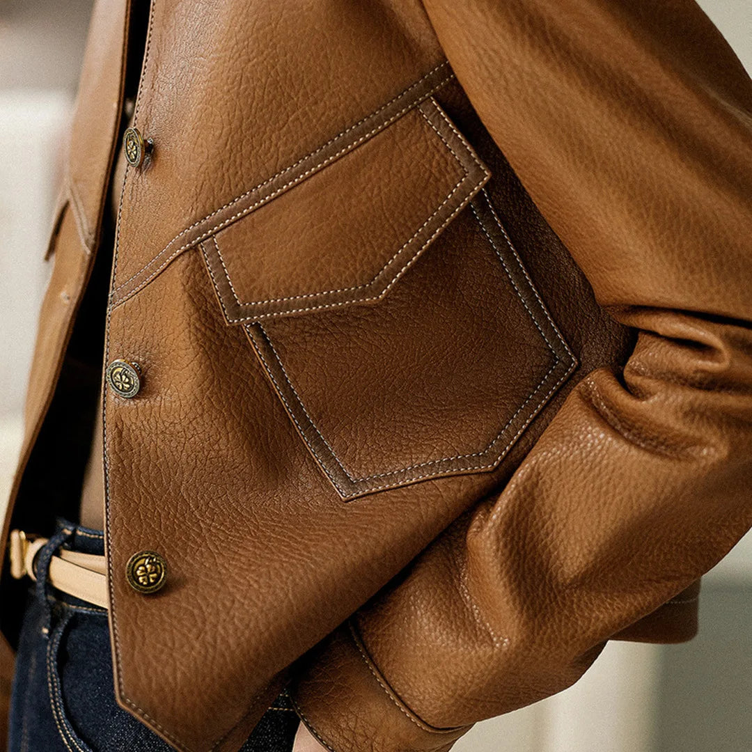 Jacke für Damen - Strukturierter Kragen mit Patten und Knopfverschluss