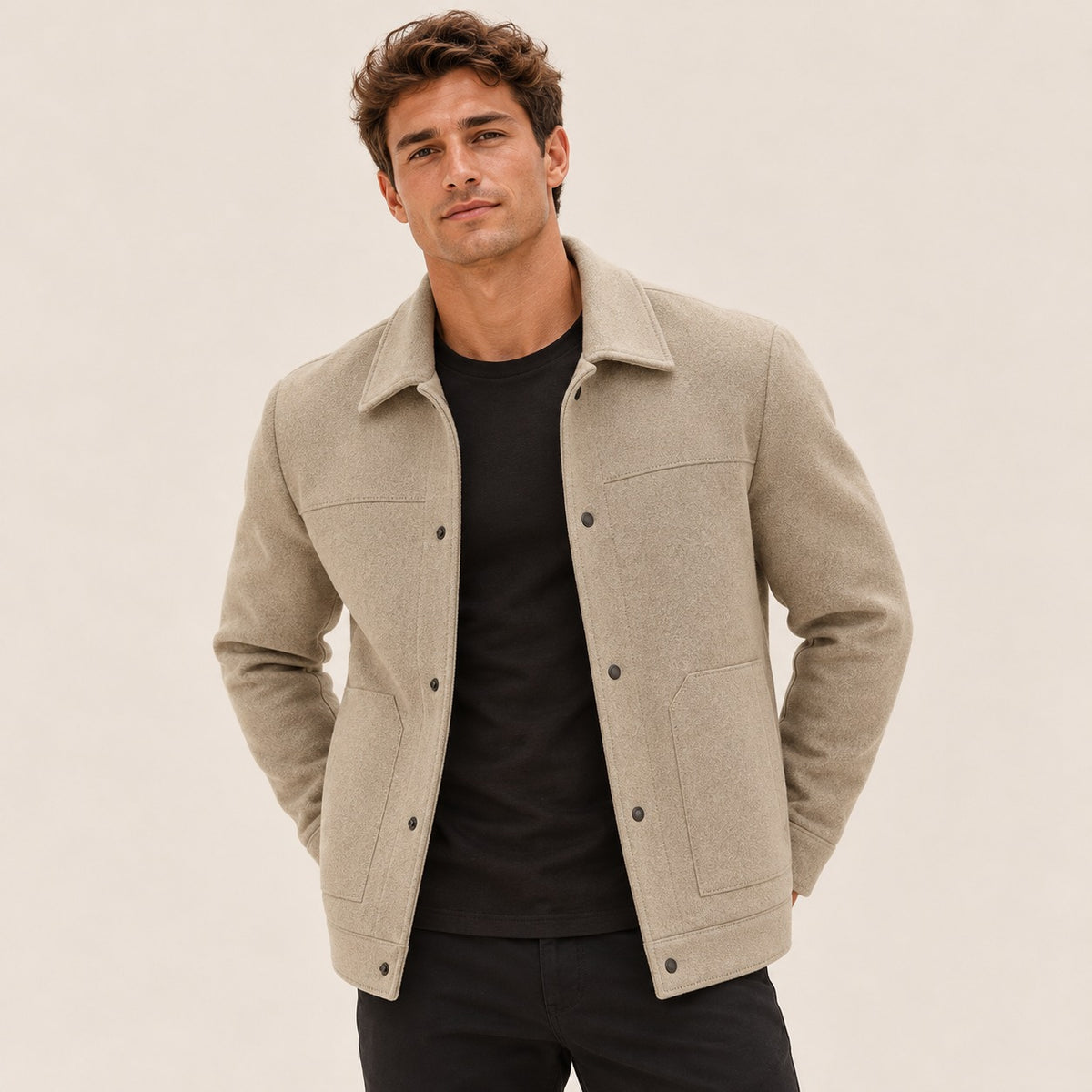 Männer Jacke mit Knopfverschluss und Pattentaschen - Regular Fit