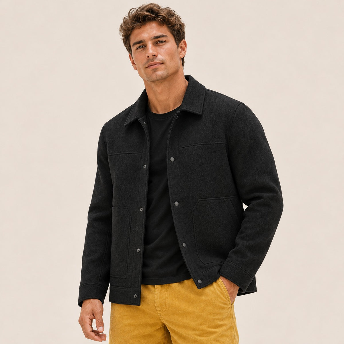 Männer Jacke mit Knopfverschluss und Pattentaschen - Regular Fit