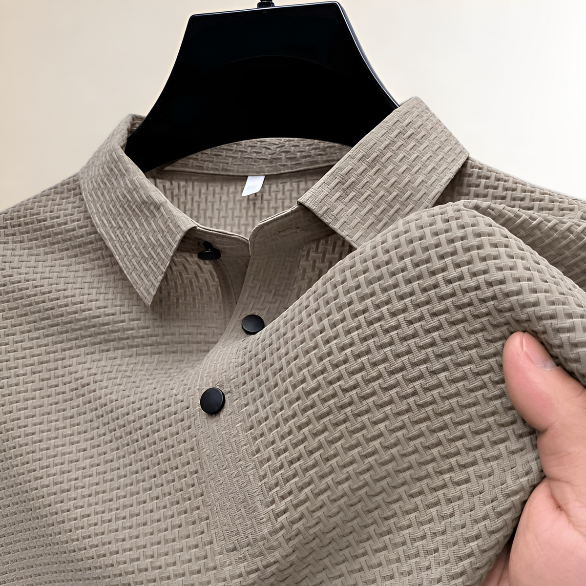 Men's Polo Shirt Kurzarm – Strukturbasket-Weave, Kent Kragen, Druckknopfleiste, klassische Passform