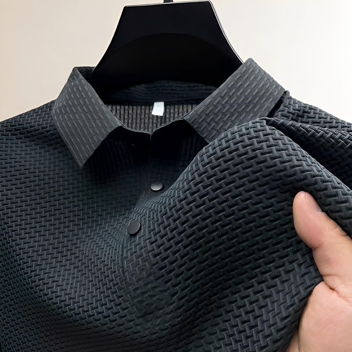Men's Polo Shirt Kurzarm – Strukturbasket-Weave, Kent Kragen, Druckknopfleiste, klassische Passform