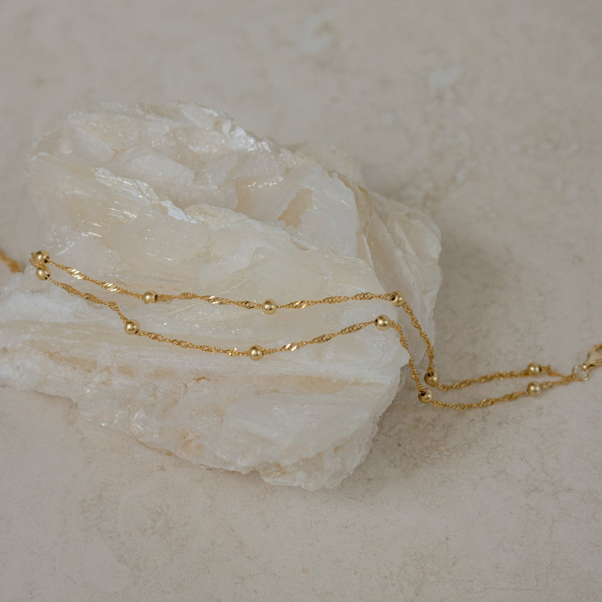 Doppelkette mit Ripple-Perlen - Schichtarmband