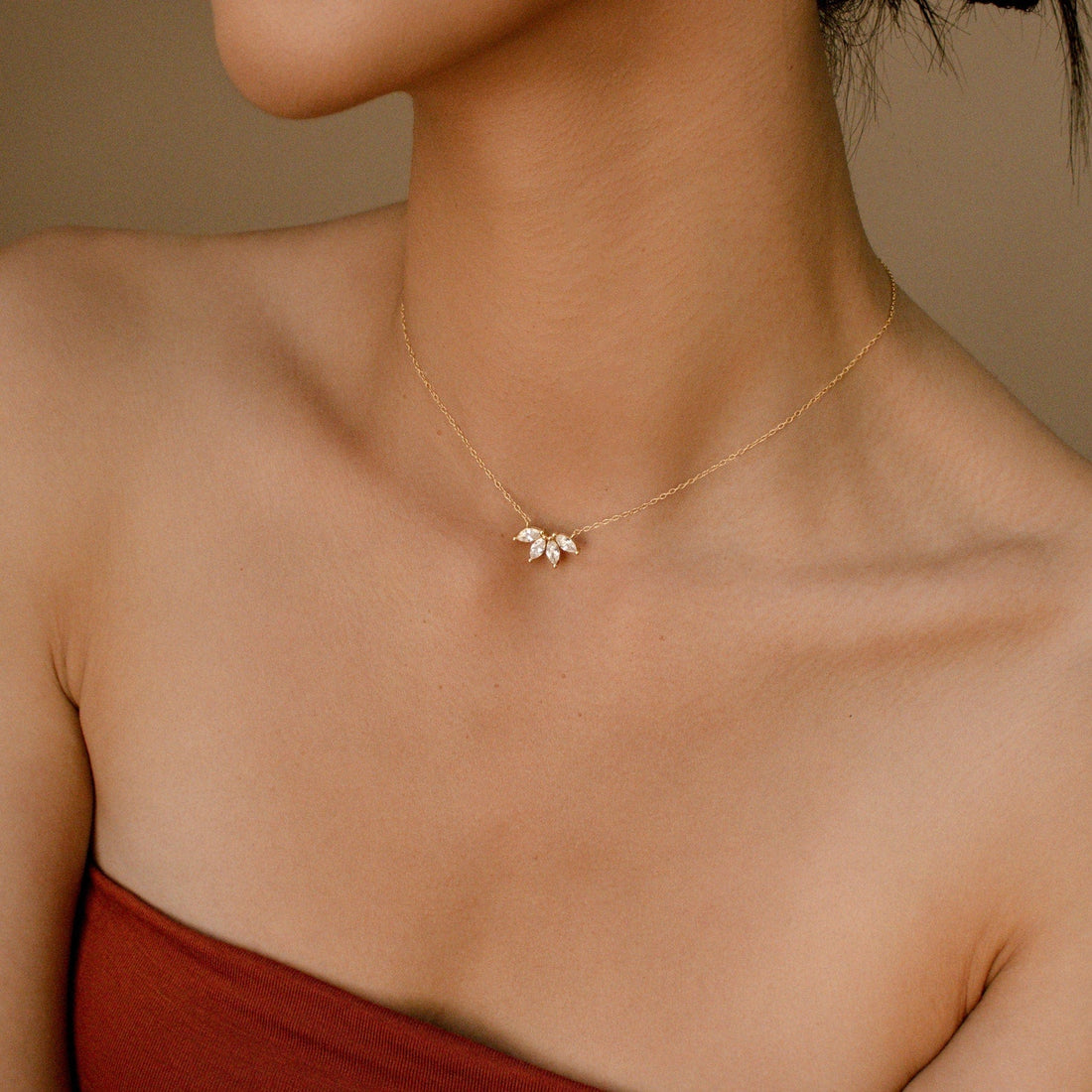 Diamant-Marquise-Halskette - Marquise-Steineinlage