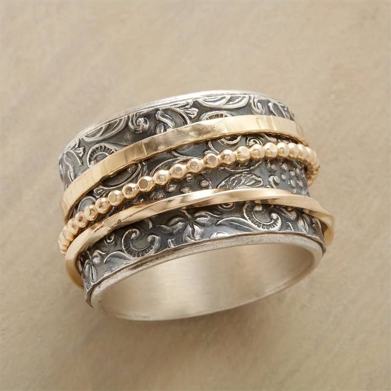Alodia – Vintage-Ring in Gold und antikem Silber