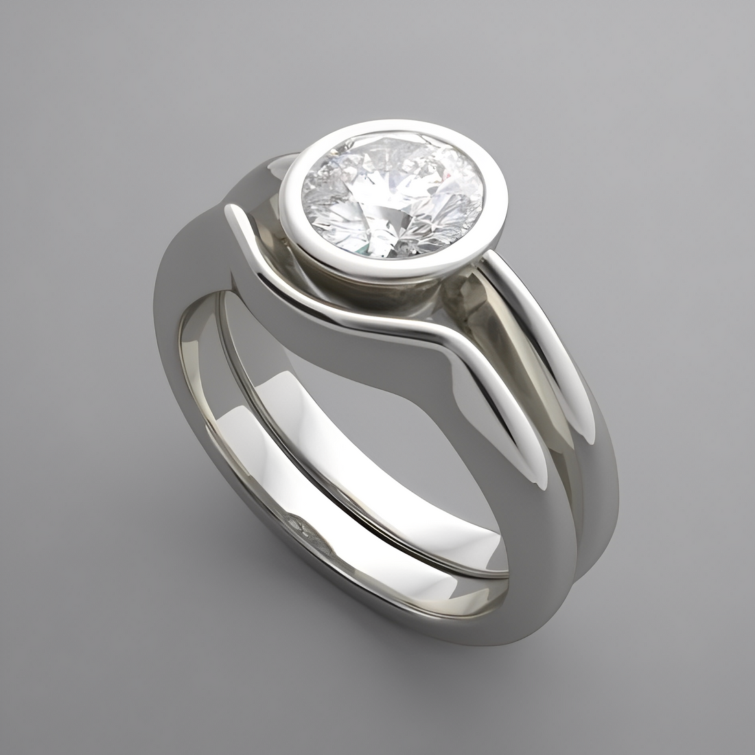 Aria – Vintage-Ring in Silber mit rundem weißen Kristall