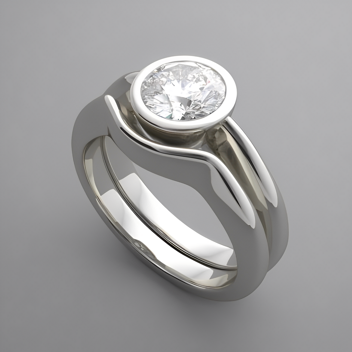 Aria – Vintage-Ring in Silber mit rundem weißen Kristall