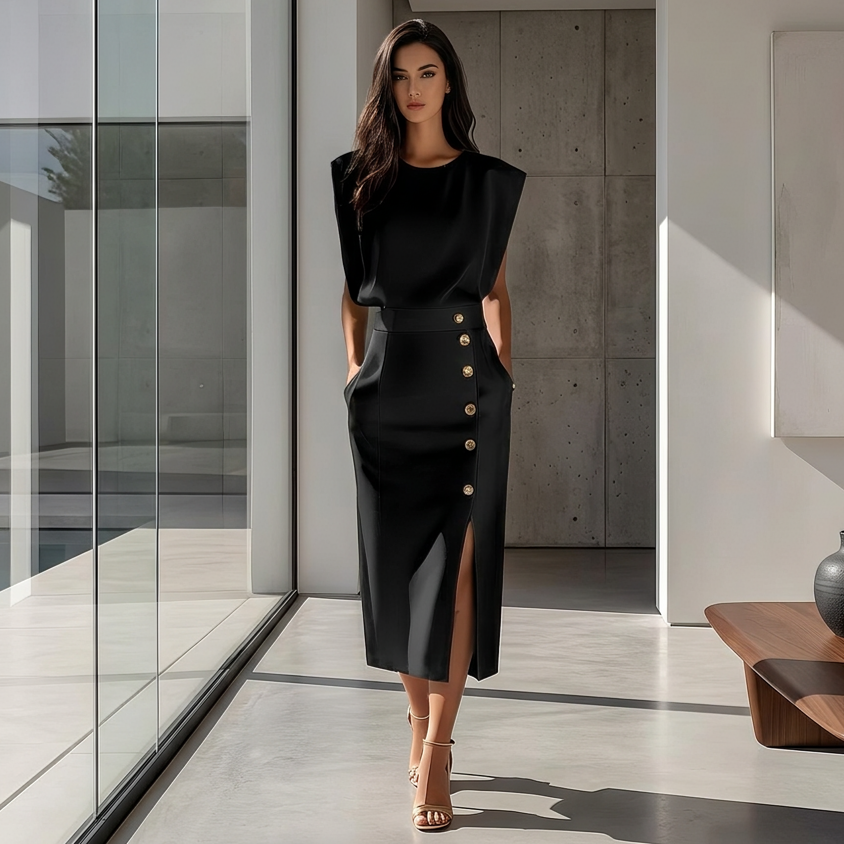 Daniela - Elegantes Midikleid mit Schlitz