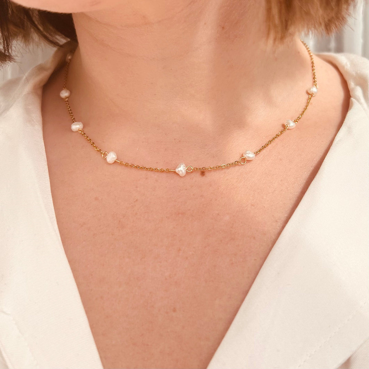 Goldene Perlenkette - Alltags-Halskette