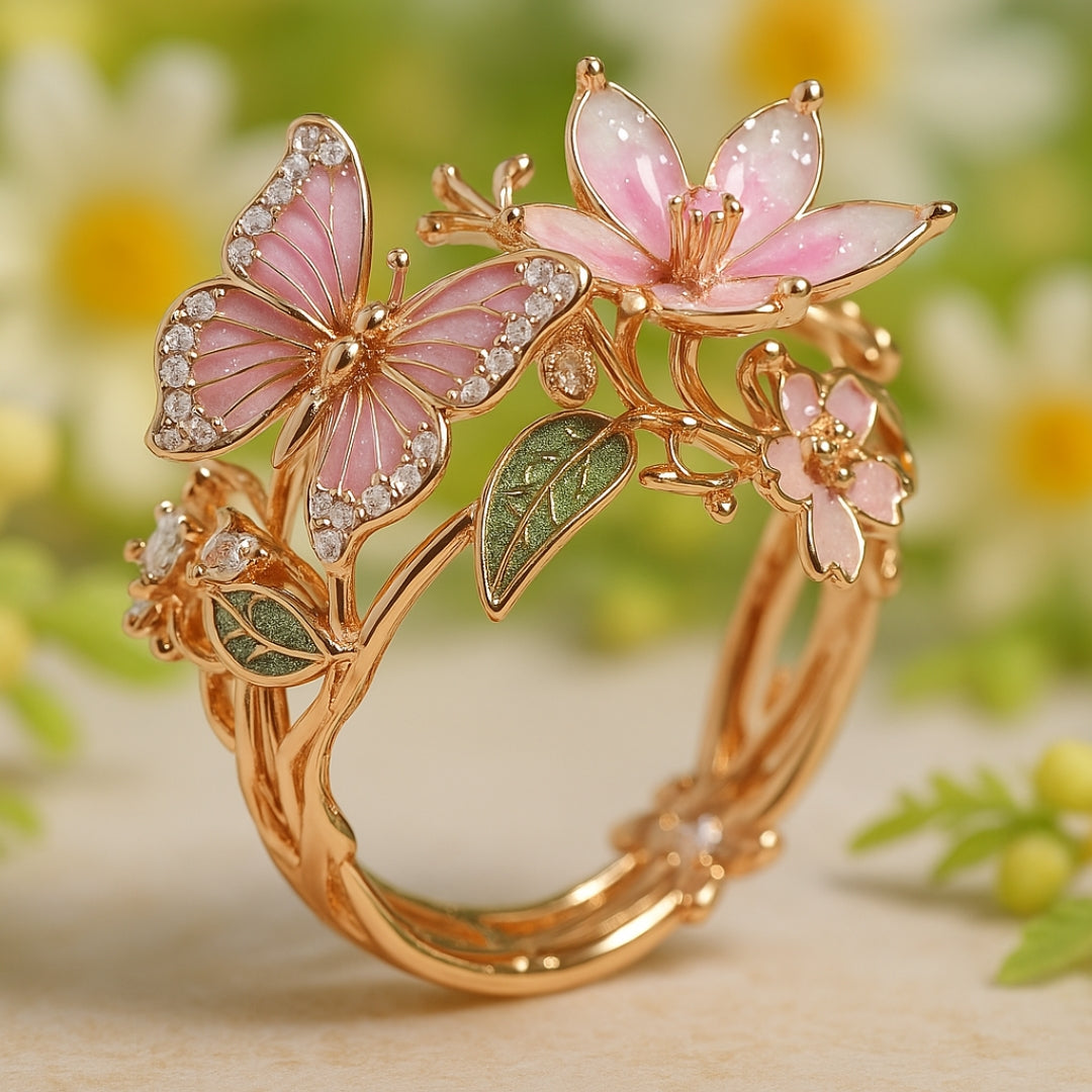 Meliora – Funkelnder Schmetterlingsring mit Zirkonia
