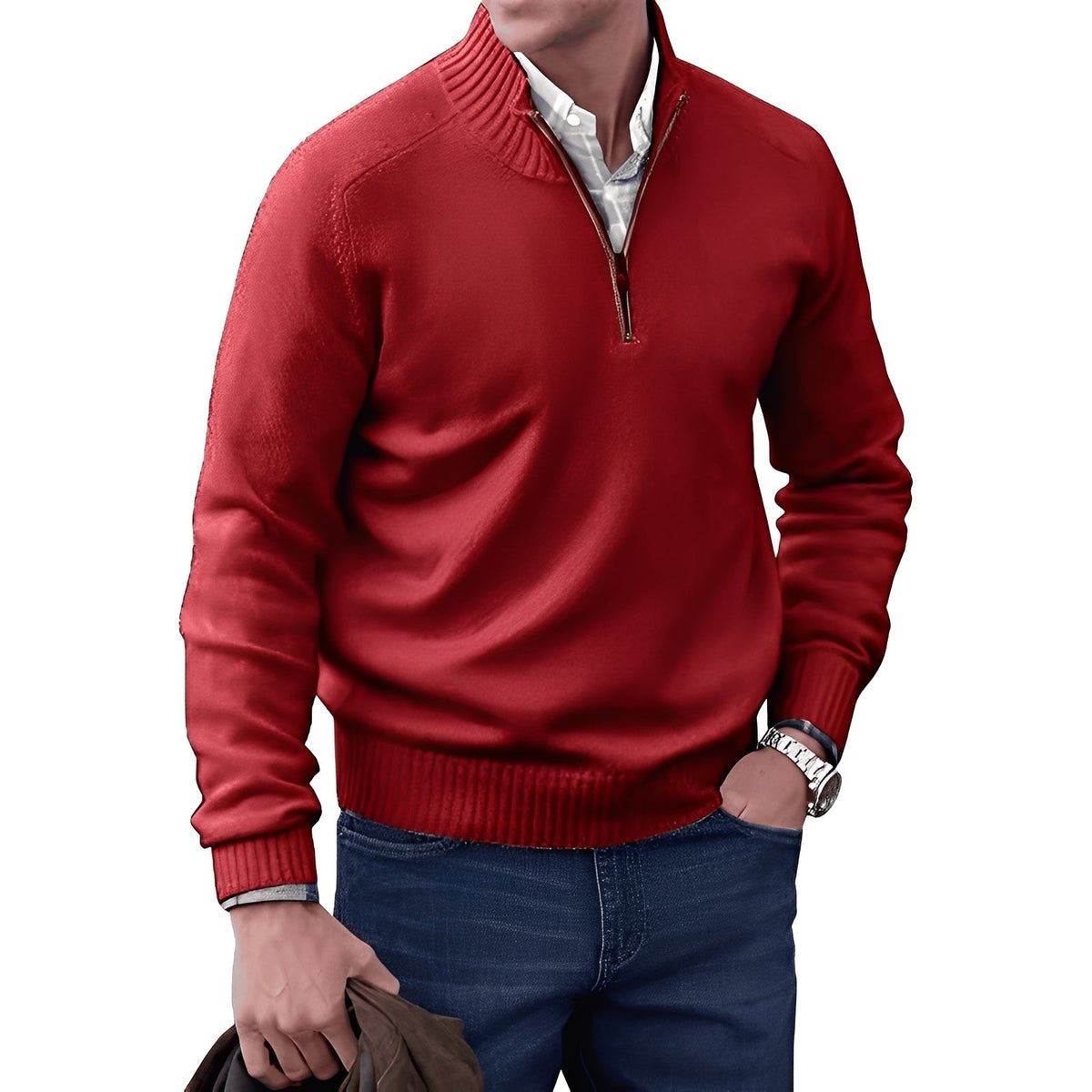 Kian - Zeitgemäßer Herrenpullover mit nützlichem Reißverschluss